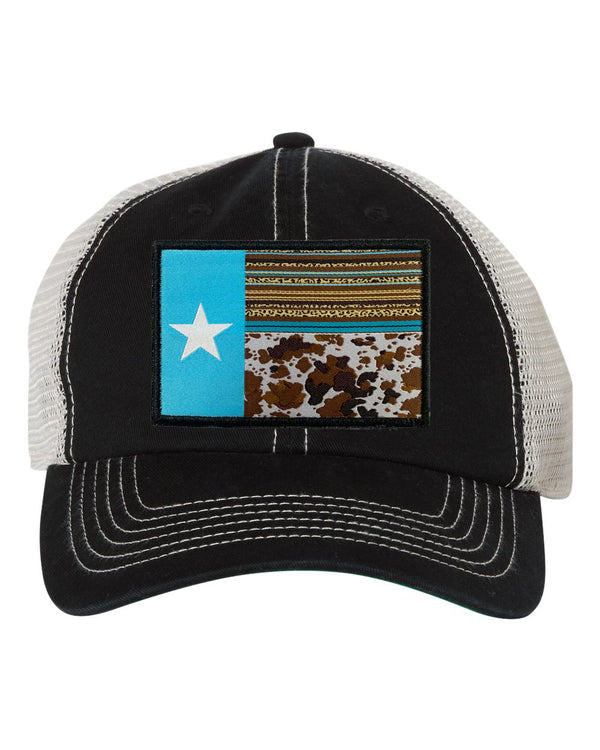 Texas Flag- Teal and Cow Print