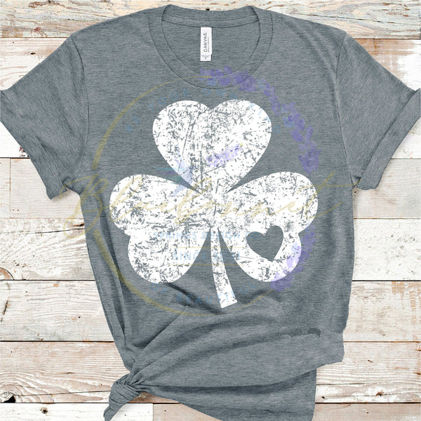 Distressed 3 Leaf Clover With Heart