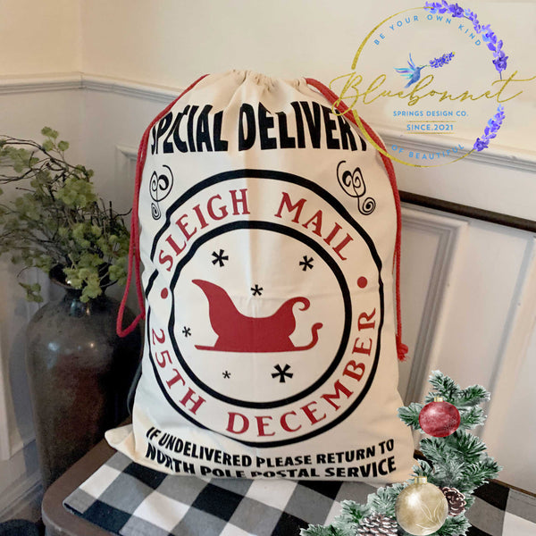 Sleigh Mail Special Delivery Santa Sack