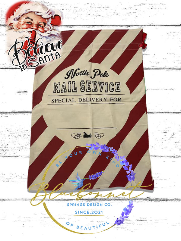 Vanilla Striped Santa Sack